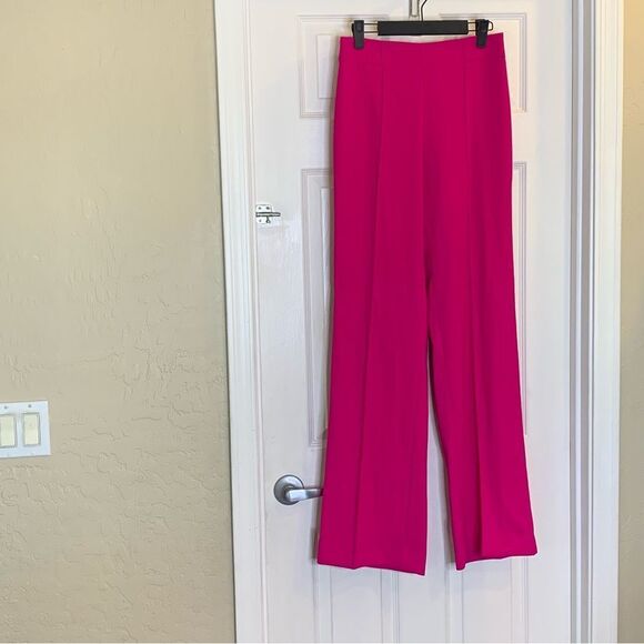Zara Pink High Rise Wide Leg Trouser Pants Size XS Inseam 34” - Picture 3 of 10